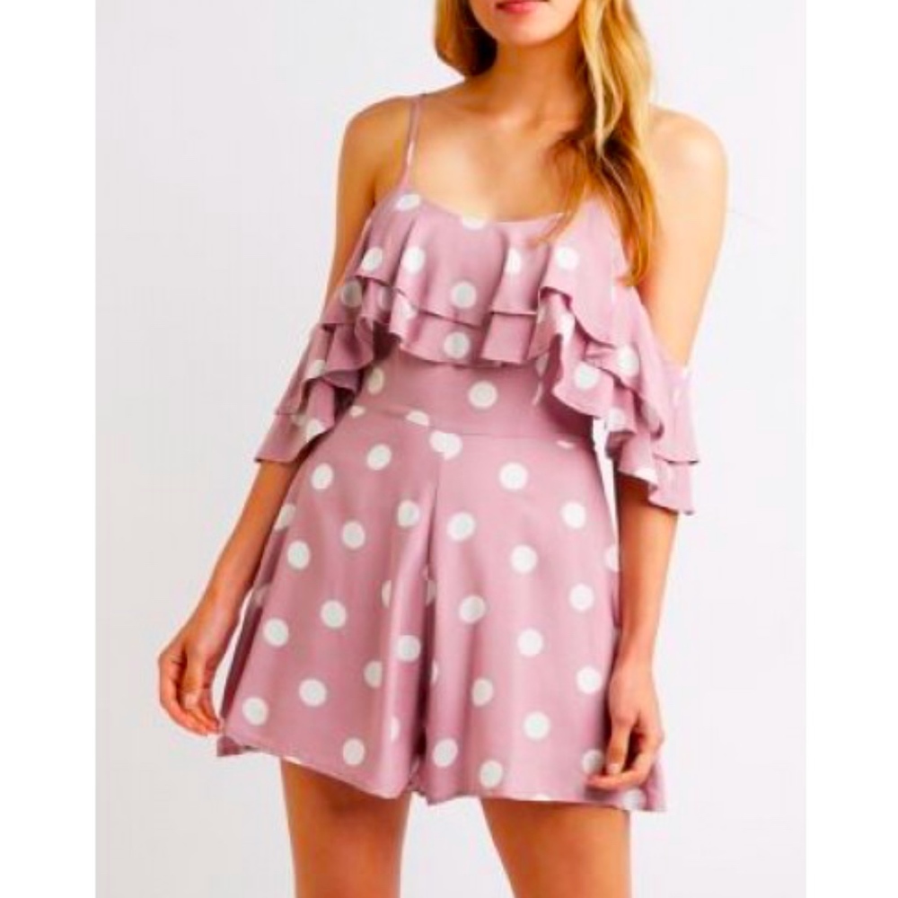 NWT Charlotte Russe polka dot rhomper Sz S